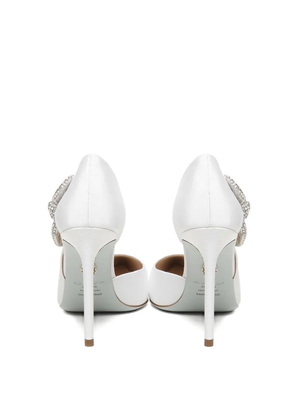 Aquazzura Very Bow crystal-embellished pointed-toe pumps White