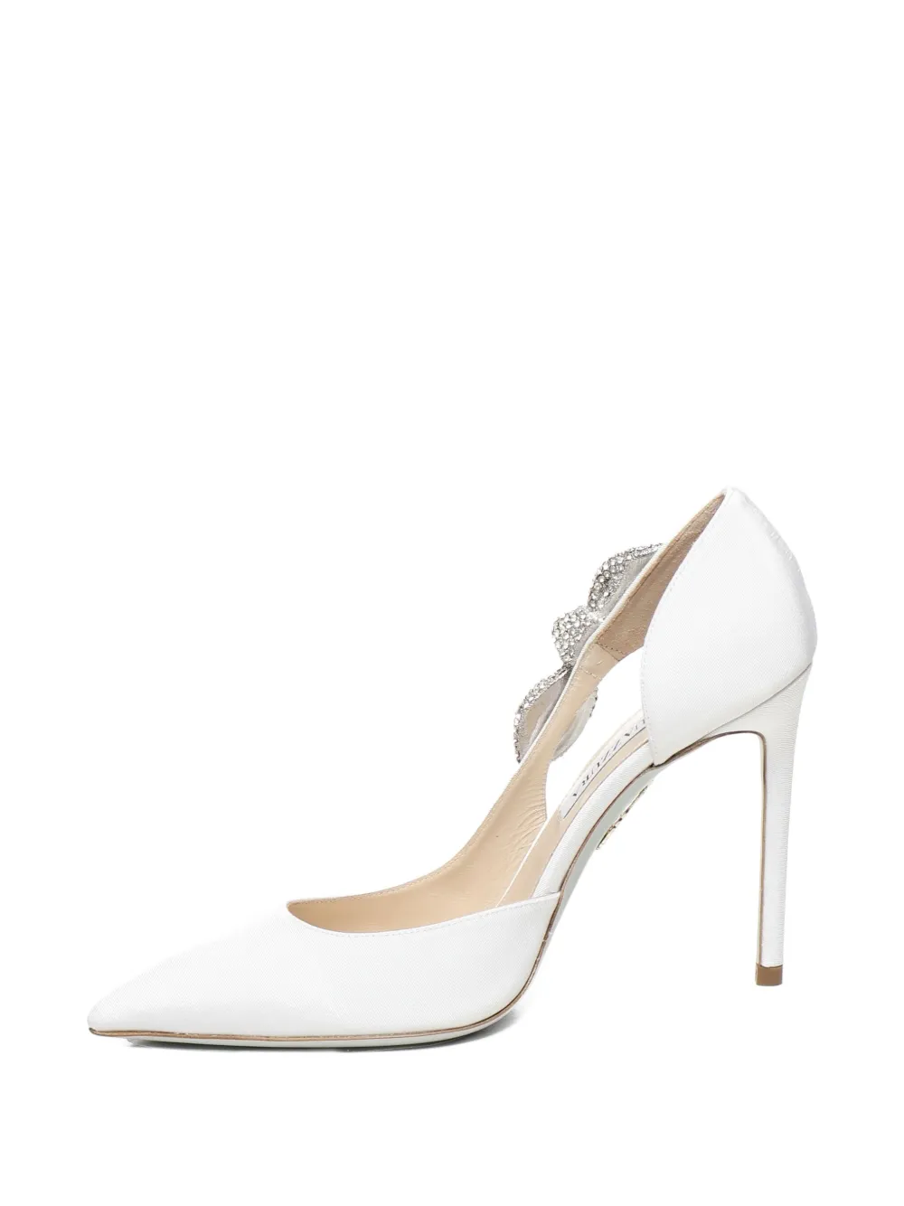 Aquazzura Very Bow crystal-embellished pointed-toe pumps White