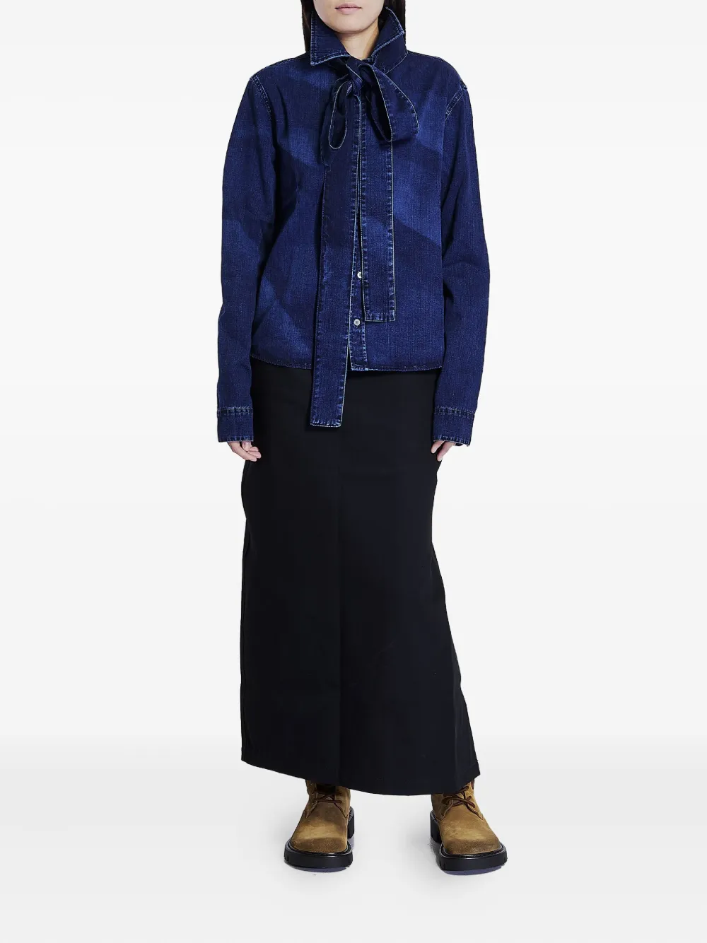 LOEWE twisted-waist side-split skirt - Zwart