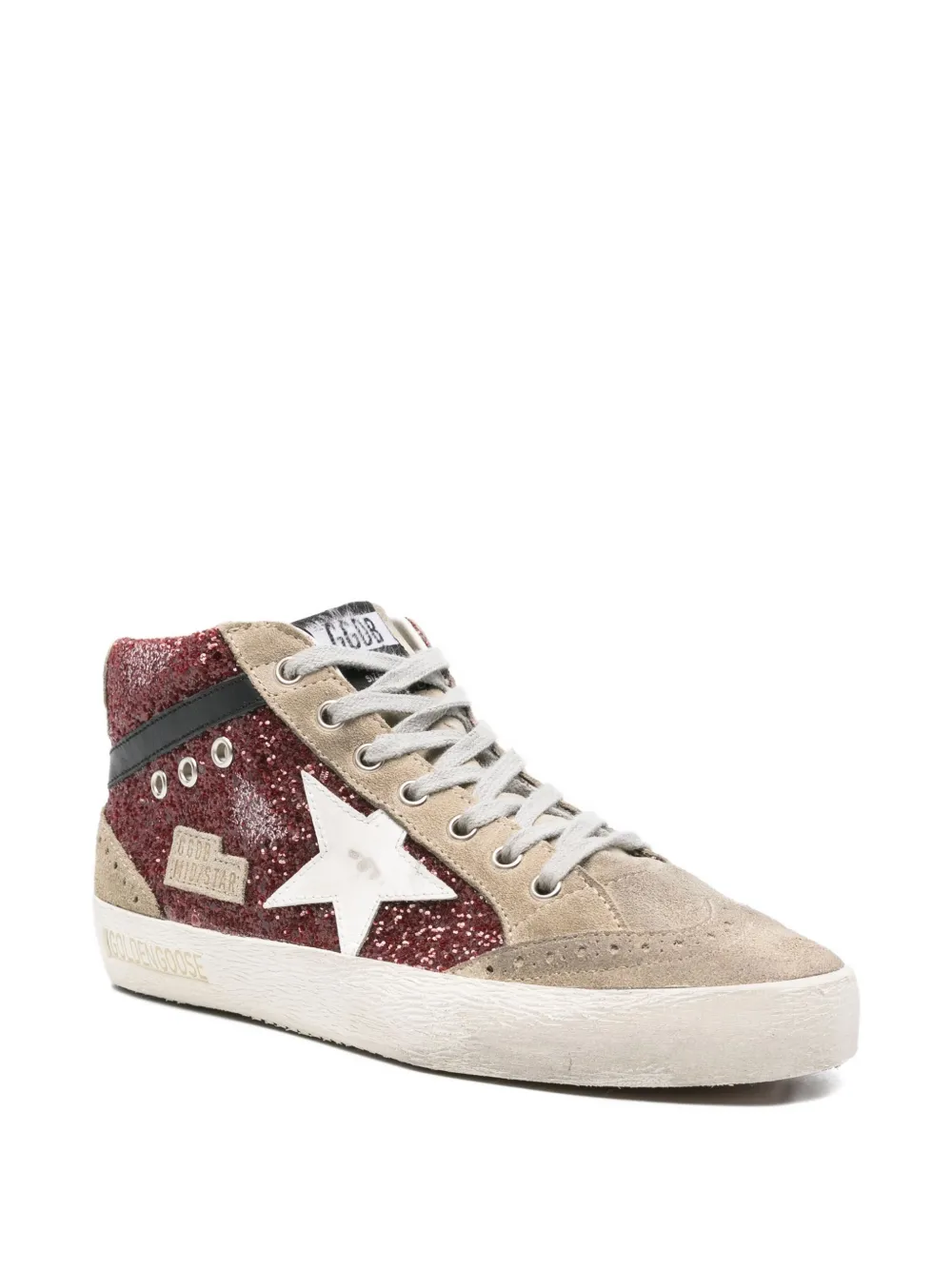 Golden Goose Mid Star glitter suede sneakers Grey