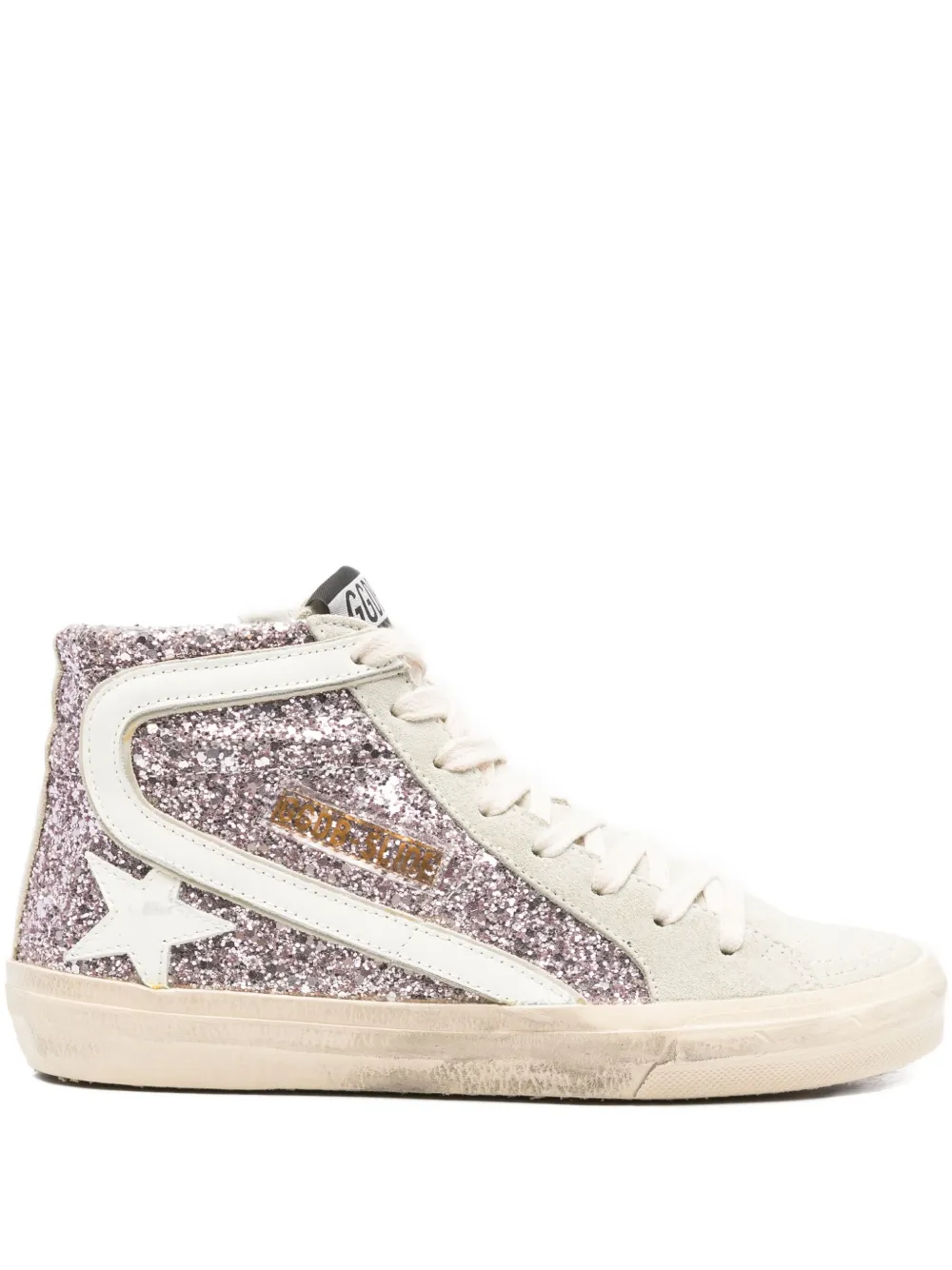 Golden Goose glitter-panel high-top sneakers Pink