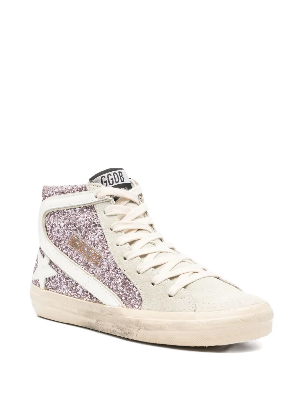 Golden Goose glitter-panel high-top sneakers Pink