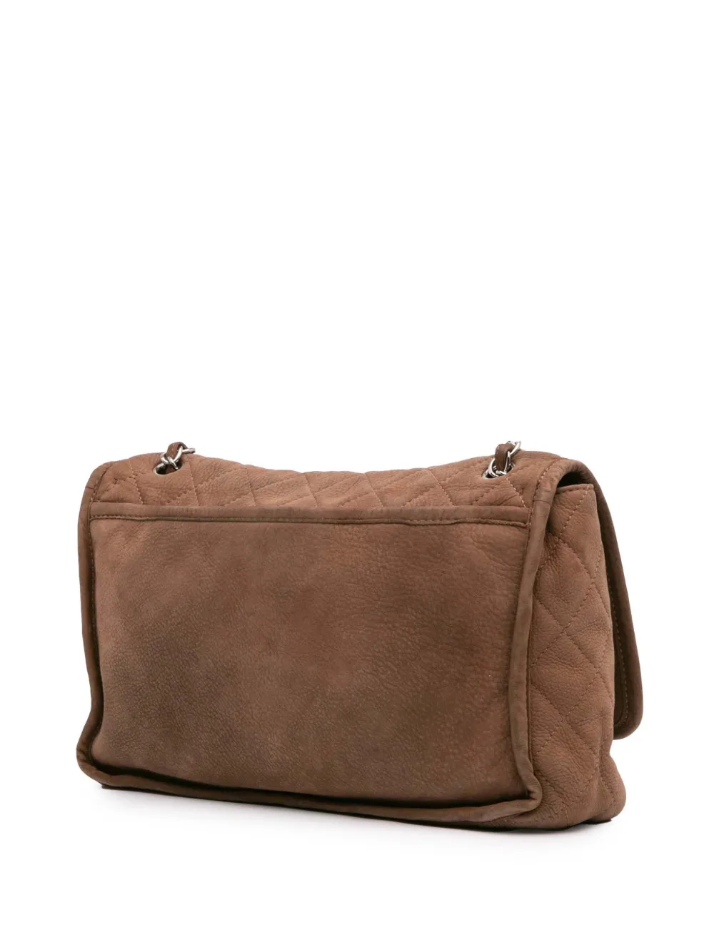 Pre-owned Chanel 2011 Large Quilted Nubuck Natural Beauty Split Pocket Flap Shoulder Bag