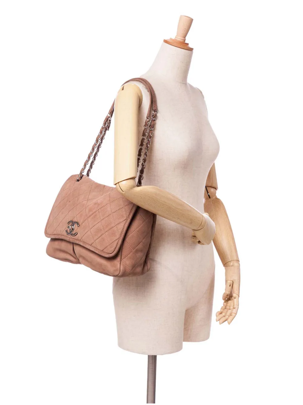 CHANEL Pre-Owned 2011 Large Quilted Nubuck Natural Beauty Split Pocket Flap shoulder bag | Pre-Owned | Image 2