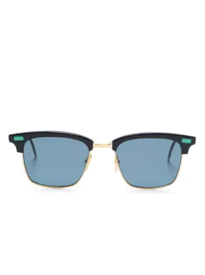 トムブラウン スクエア型 サングラス ネイビー ホワイト Thom Browne Eyewear スクエアフレーム サングラス | ブルー | FARFETCH JP
