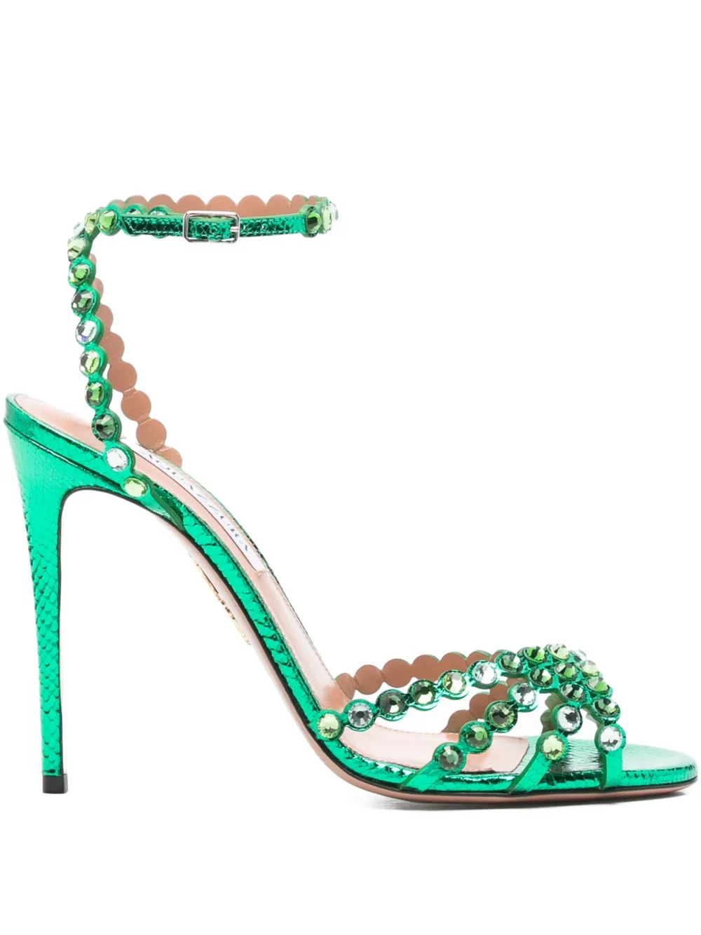 Aquazzura 120mm Tequila crystal-embellished stiletto sandals Green