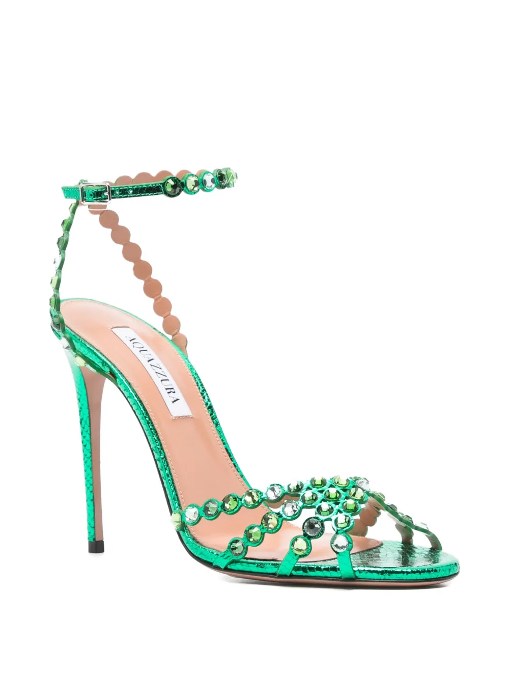 Aquazzura 120mm Tequila crystal-embellished stiletto sandals Green