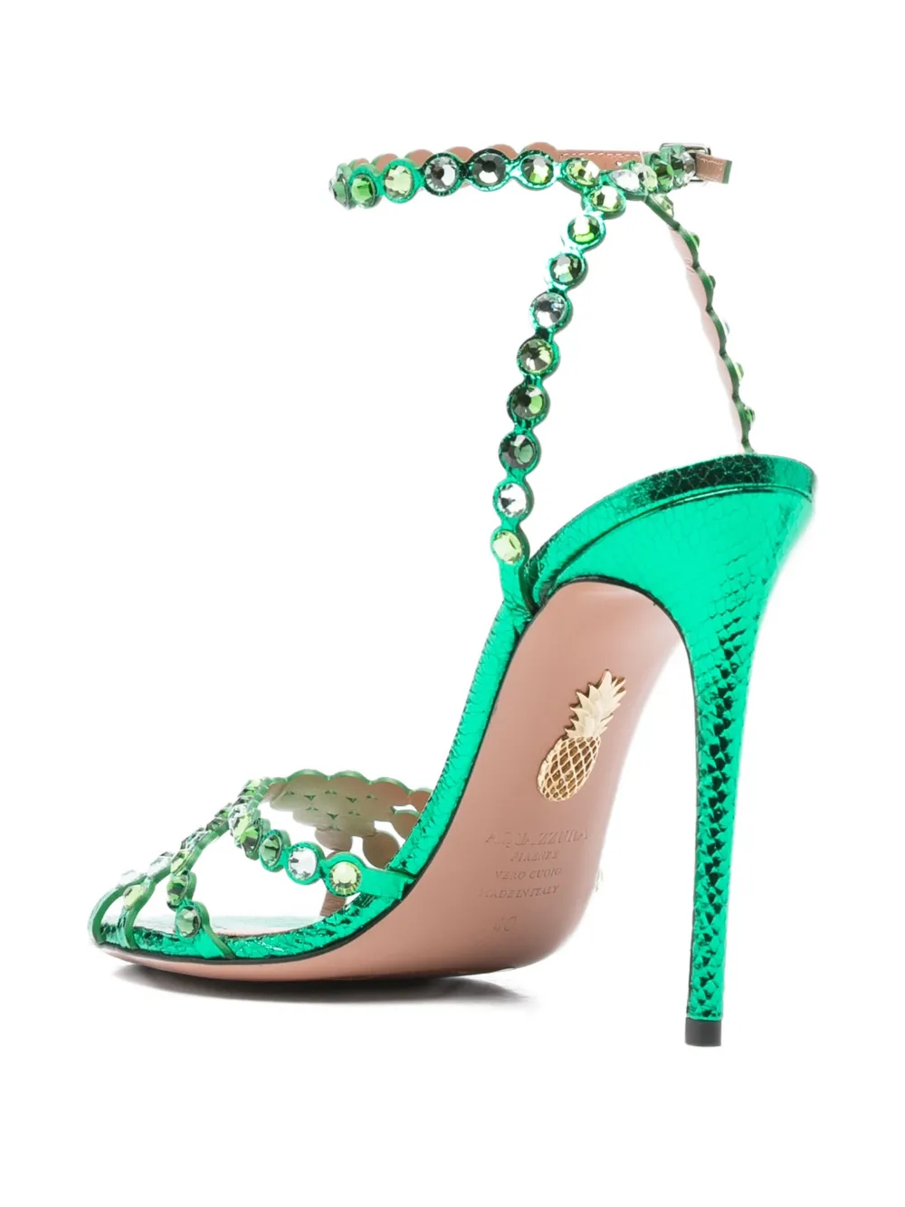Aquazzura 120mm Tequila crystal-embellished stiletto sandals Green