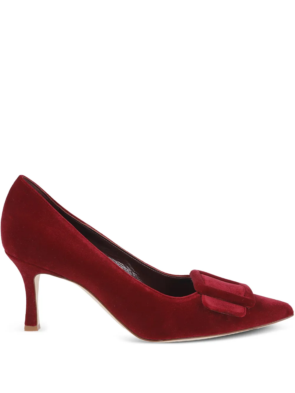 Manolo Blahnik 50 mm pumps met gespdetail en hak Rood