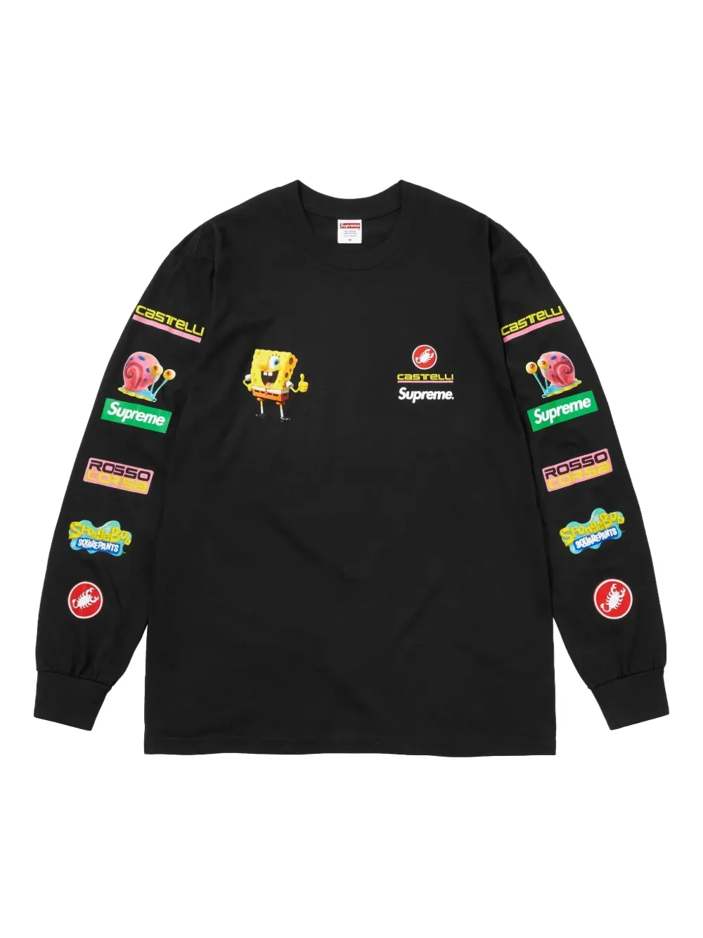Supreme x SpongeBob x Castelli Racing T-shirt met lange mouwen Zwart