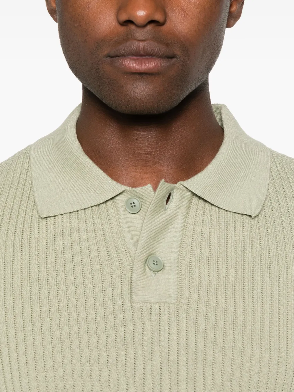 BOSS Ribgebreid poloshirt Groen