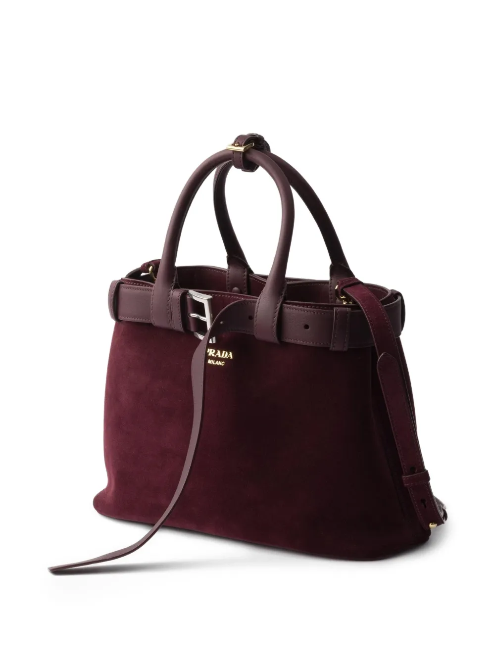 Prada Medium leren shopper met gesp Rood