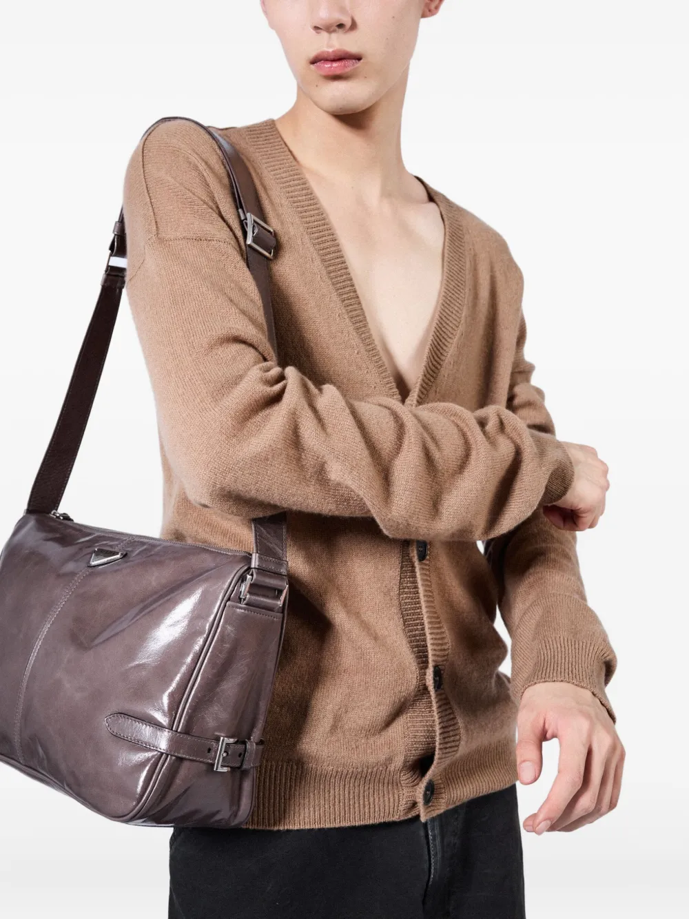 Prada leather shoulder bag Bruin