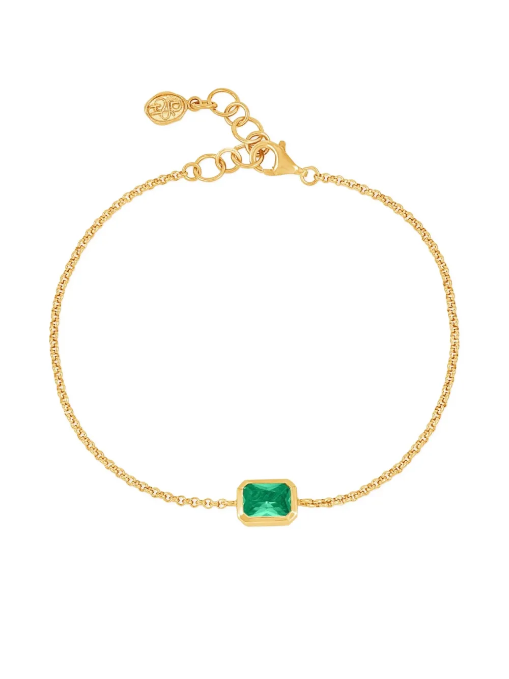 DOWER AND HALL Octagon green garnet chain bracelet | Gold | Image 1