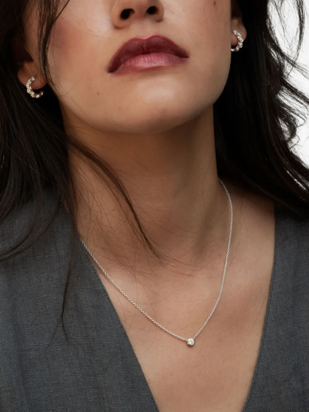 DOWER AND HALL Dewdrop halsketting met hanger - Zilver