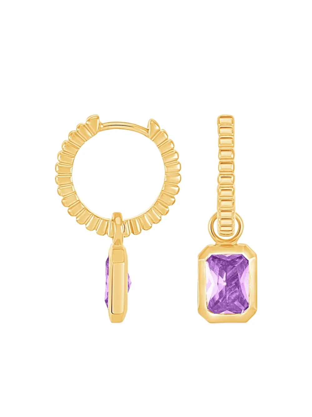 DOWER AND HALL Humbug amethyst hoop earrings | Gold | Image 1