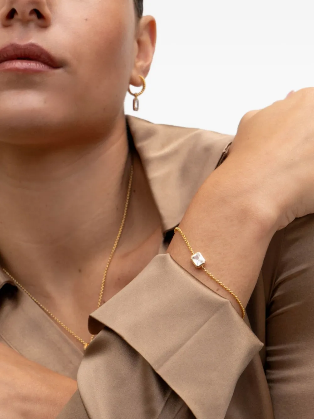 DOWER AND HALL Schakelarmband met achthoekige topaas - Goud