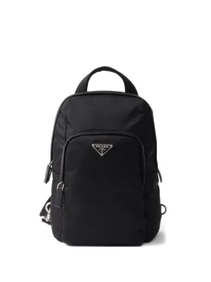 Prada Enamel triangle-logo Backpack | Black | FARFETCH
