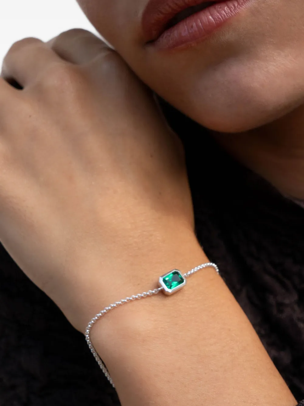 DOWER AND HALL Armband met achthoekige granaat - Zilver