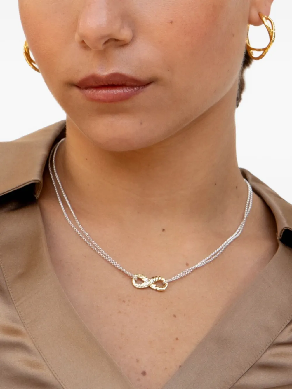 DOWER AND HALL Entwined Infinity halsketting met hanger - Goud
