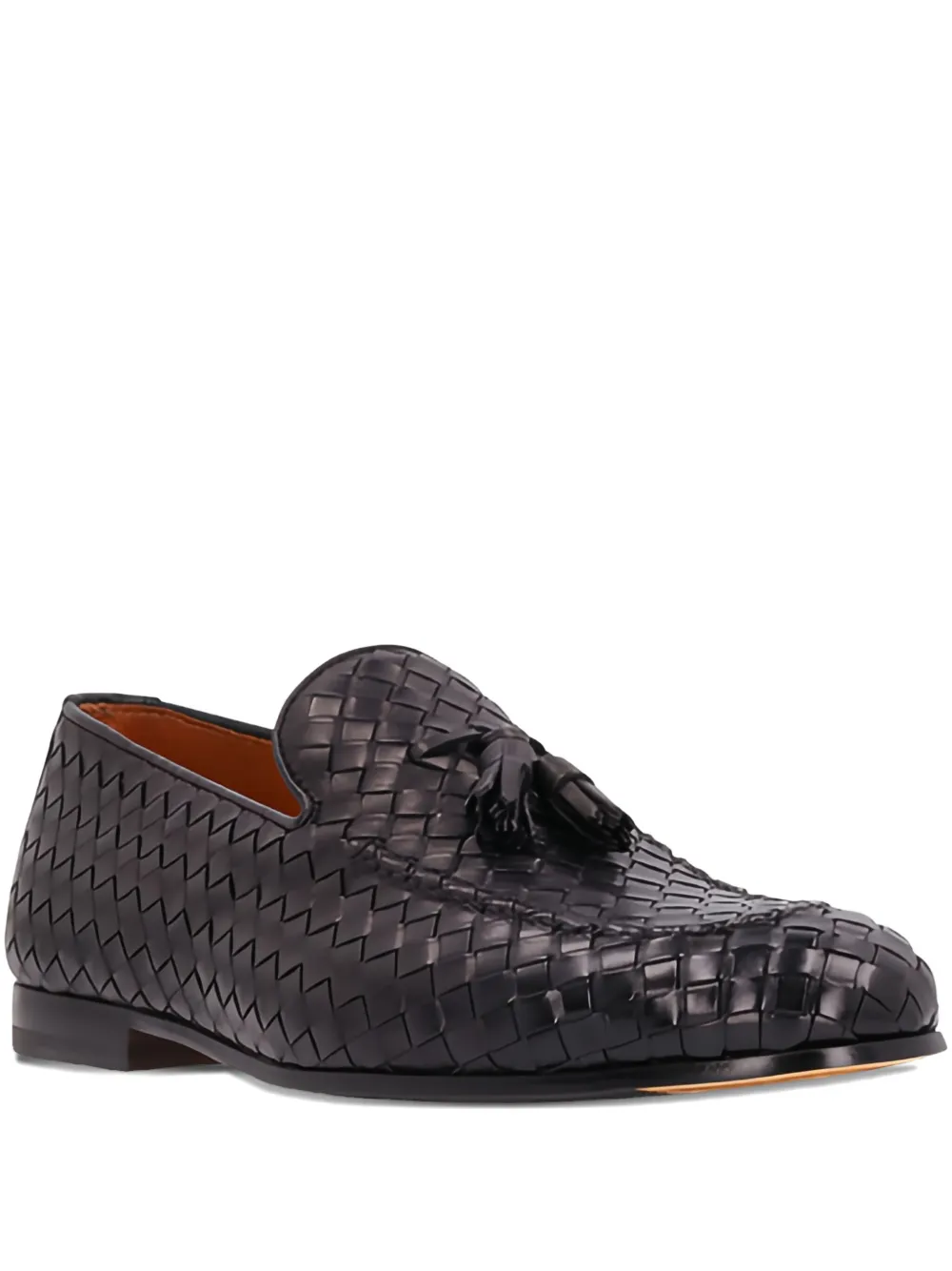 Doucal's woven-leather tassel-embellished loafers Black