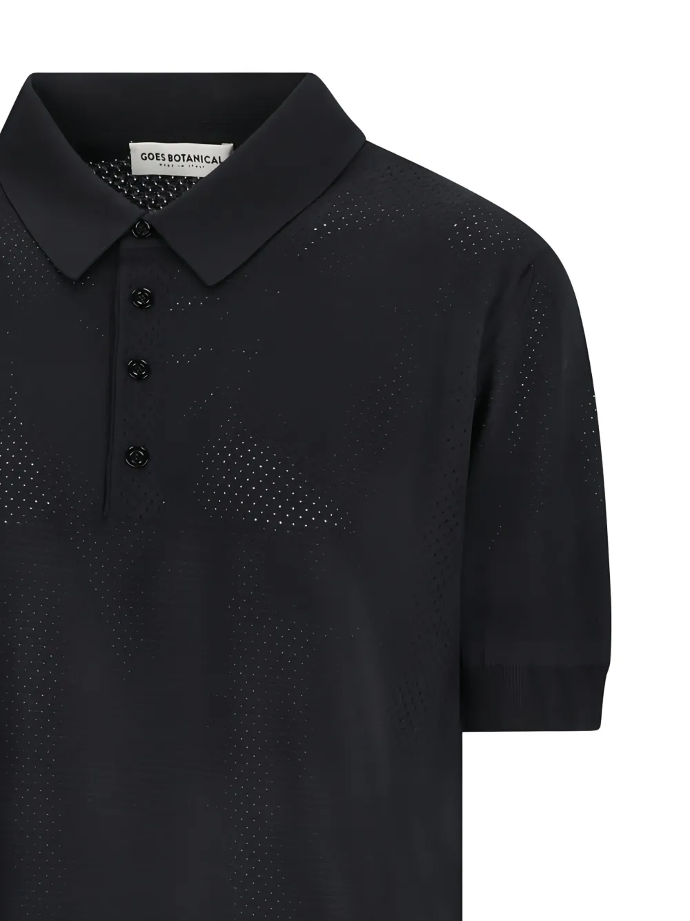 GOES BOTANICAL Geperforeerd poloshirt Zwart