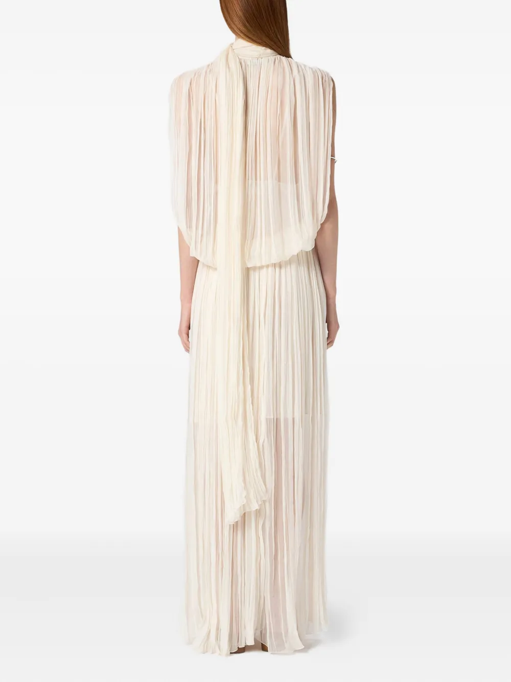 Blumarine Geplooide mouwloze maxi-jurk Beige