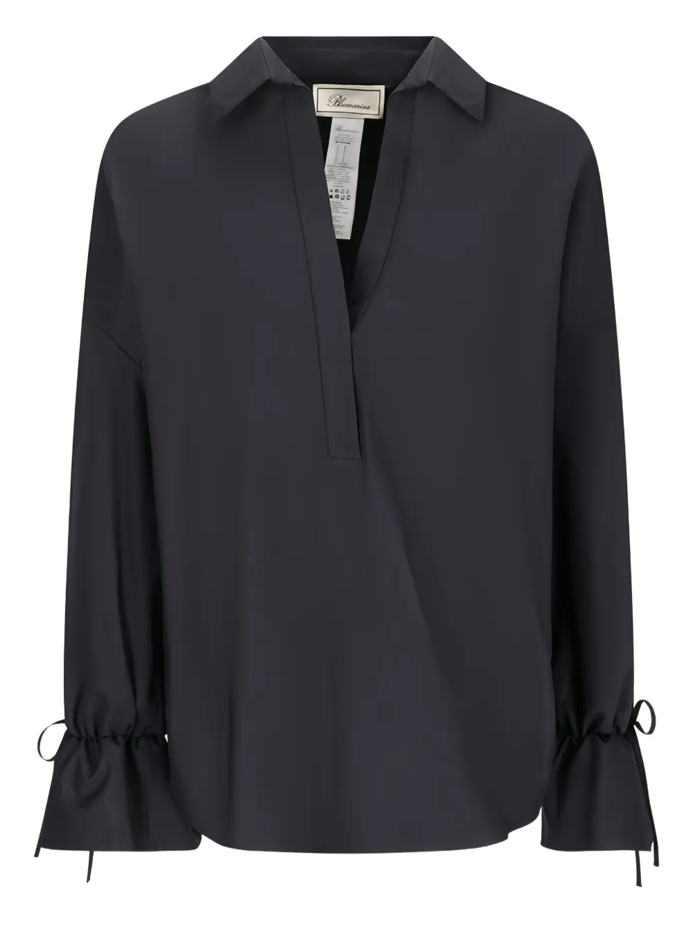 Blumarine Popeline blouse met gestrikte manchetten N0990|Black