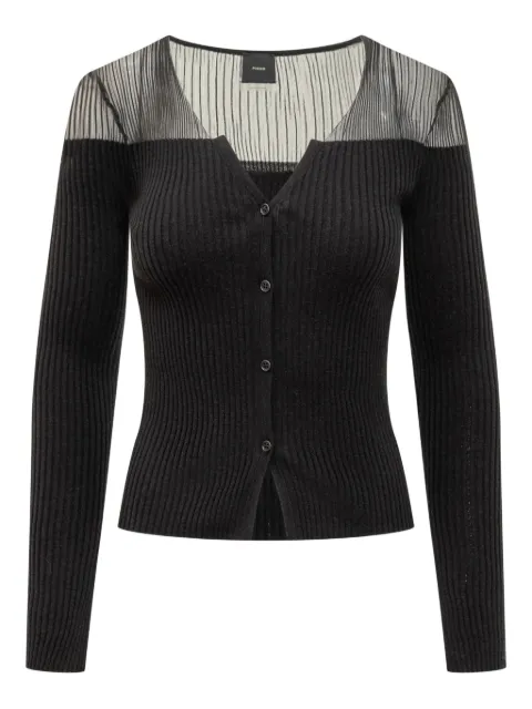PINKO sheer-panelled ribbed cardigan