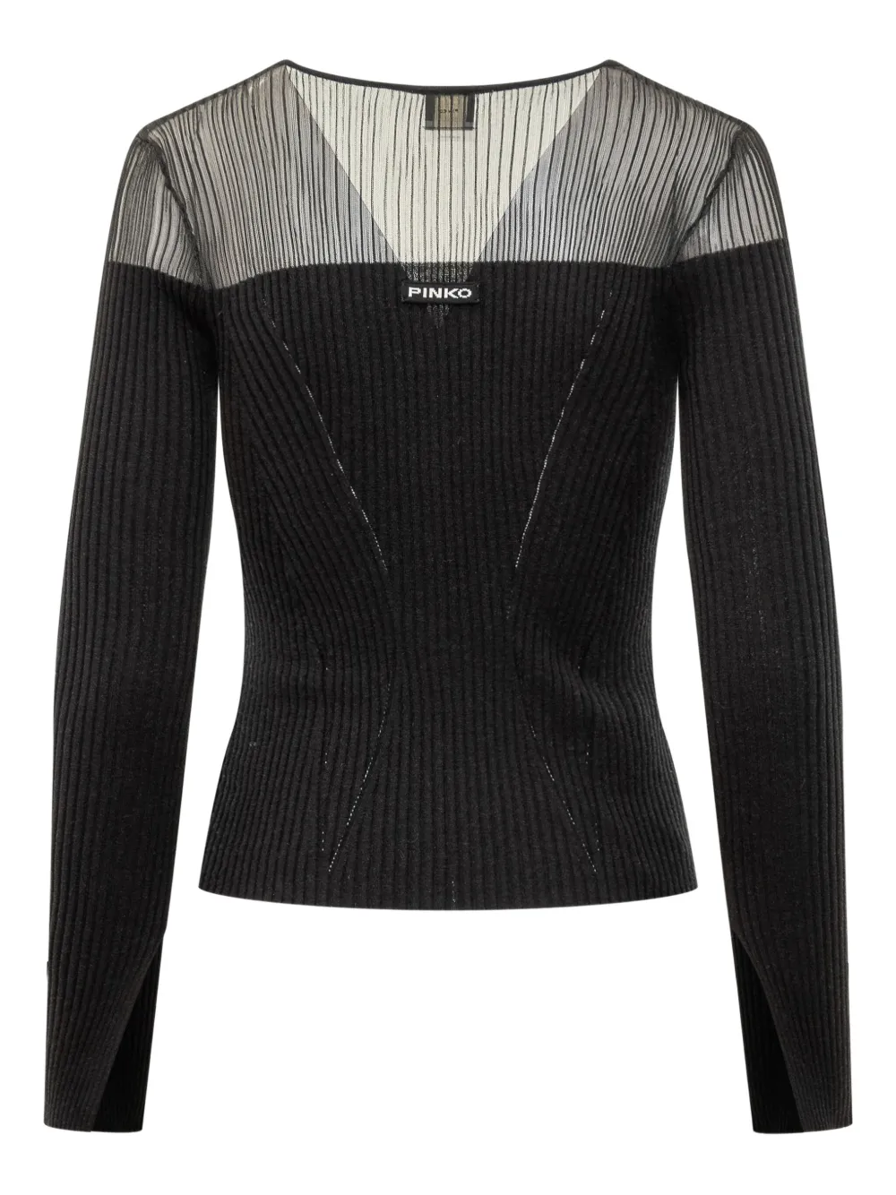 PINKO Geribbeld vest met doorzichtige vlakken Zwart