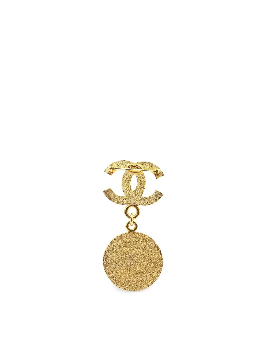 Pre-owned Chanel 1995 Gold Plated Cc Medallion Brooch Costume Brooch