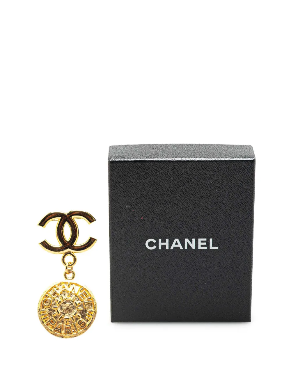 Pre-owned Chanel 1995 Gold Plated Cc Medallion Brooch Costume Brooch