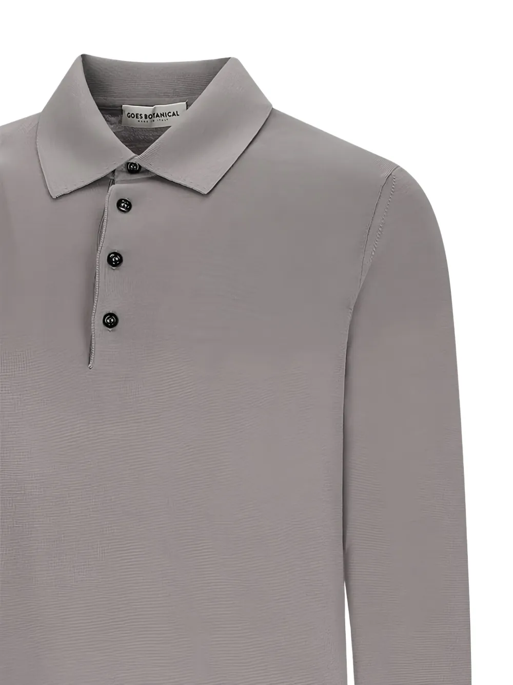 Goes Botanical Button Long-sleeve Polo Shirt In Gray