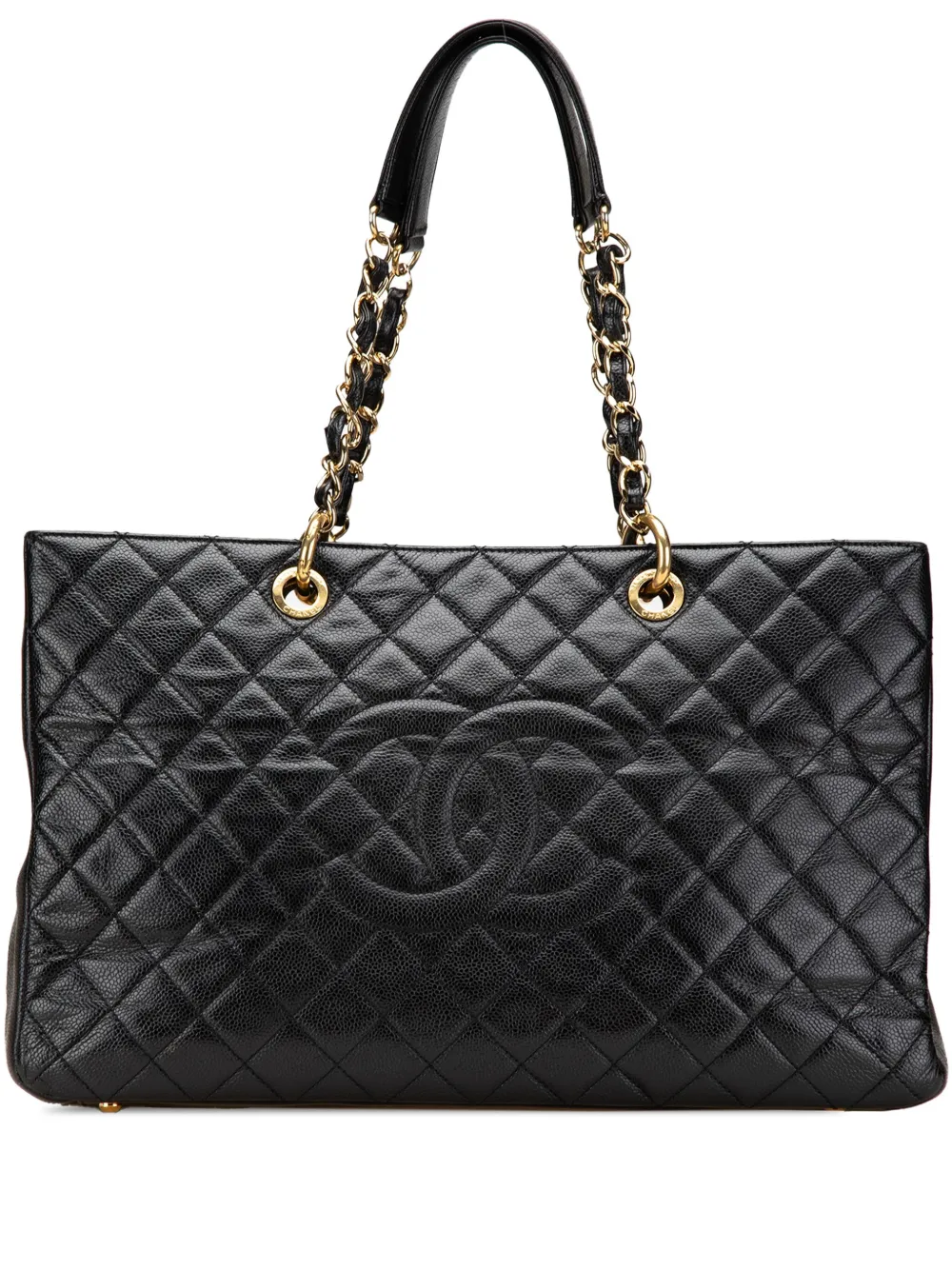 CHANEL Pre-Owned 2012 キャビア グランド ショッピング トートバッグ XL - ブラック CHANEL Pre-Owned 2012 キャビア グランド ショッピング トートバッグ XL - ブラック