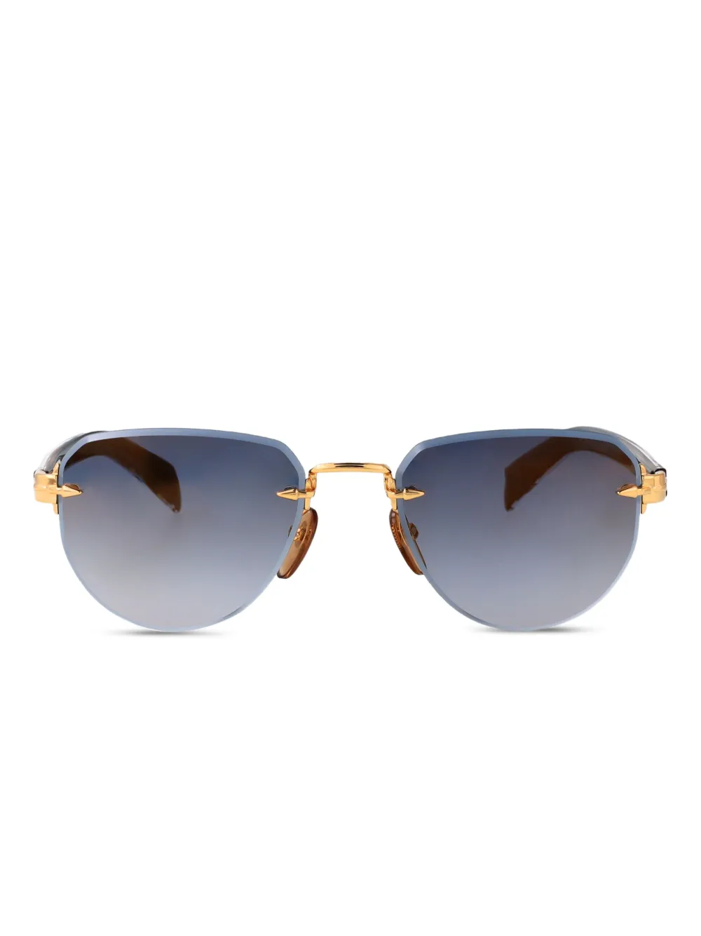 Eyewear by David Beckham DB 7144 S zonnebril met randloos montuur en gouden detail Blauw