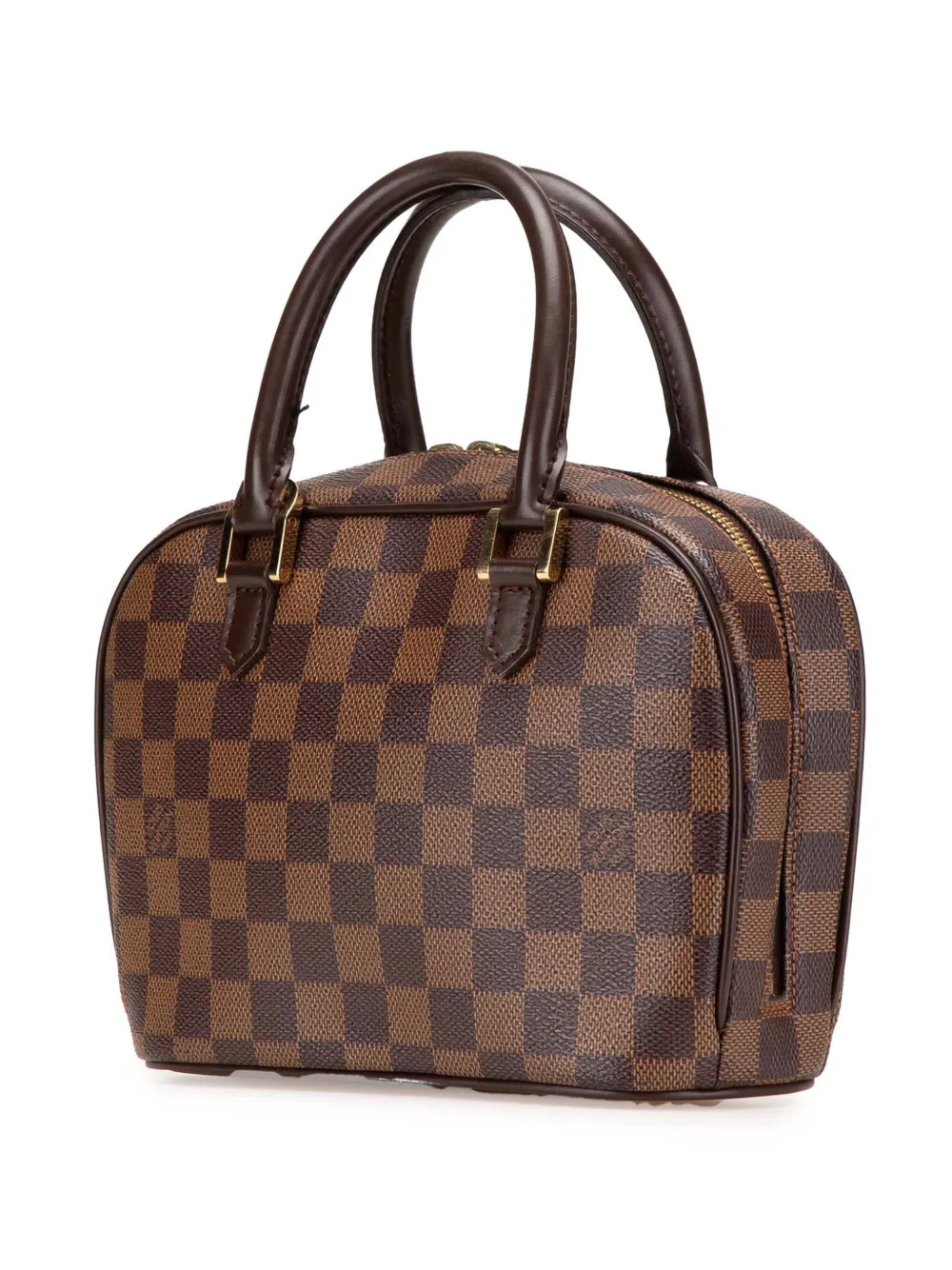 Pre-owned Louis Vuitton 2001 Damier Ebene Mini Sarria Handbag In Brown
