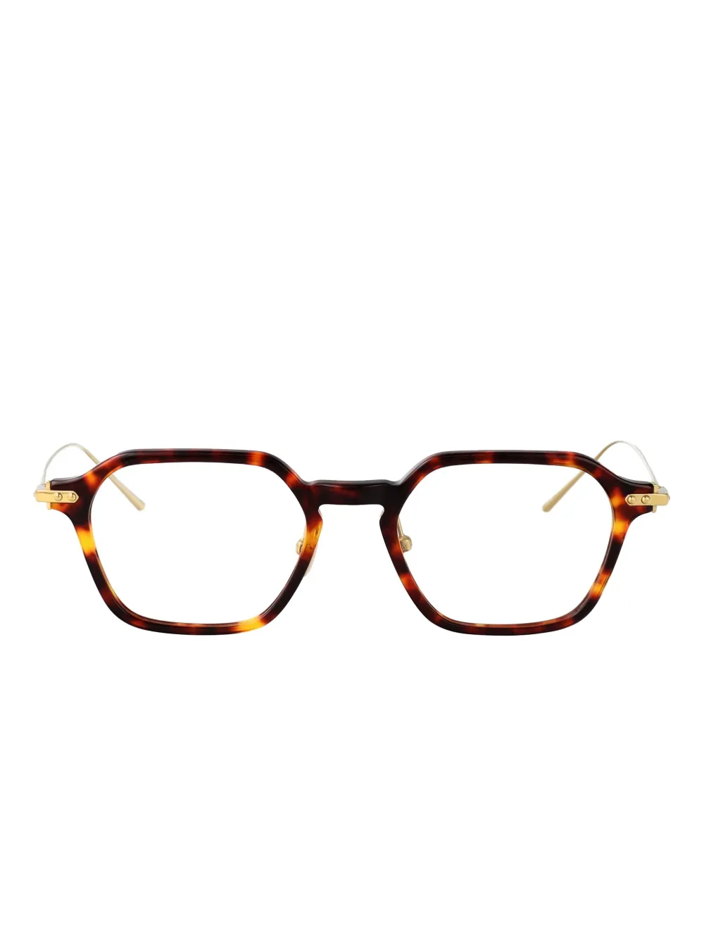 Linda Farrow Bril met geometrisch montuur Bruin