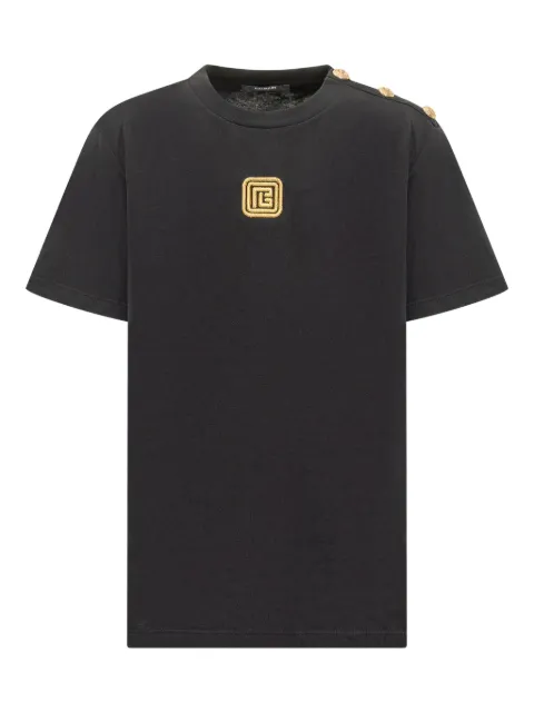 Balmain Kids embroidered button-detail T-shirt