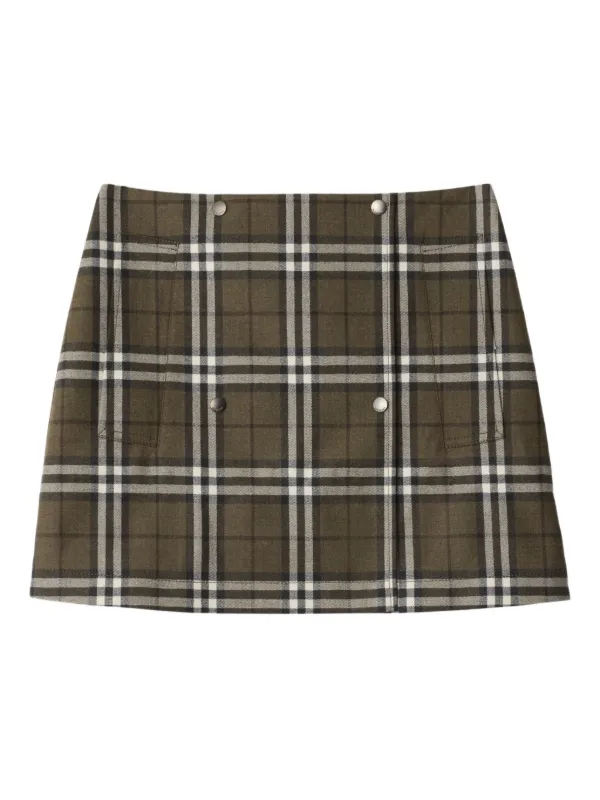 BURBERRY プリーツスカート グリーン系チェック 38 Burberry ハウスチェック スカート | グリーン | FARFETCH JP
