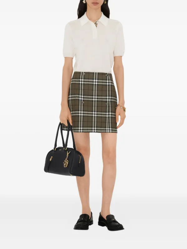 BURBERRY プリーツスカート グリーン系チェック 38 Burberry ハウスチェック スカート | グリーン | FARFETCH JP