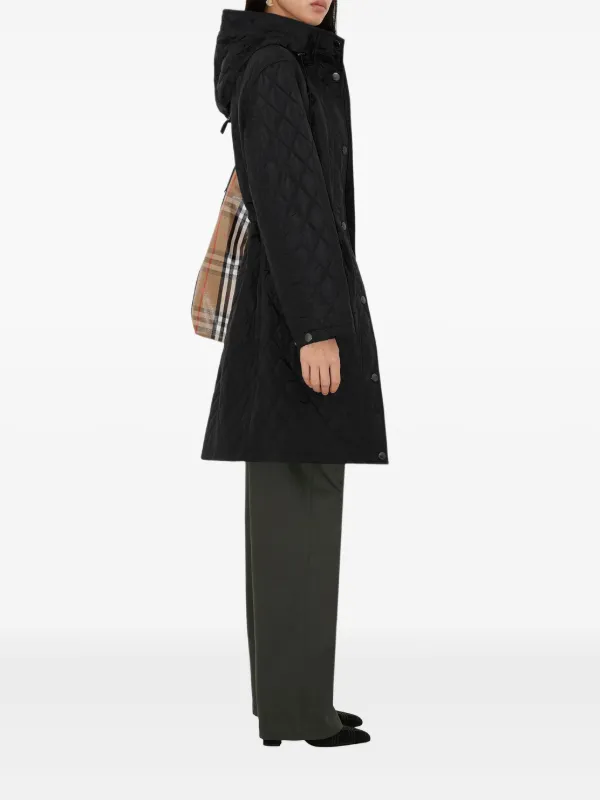 Burberry キルティング フーデッドコート | ブラック | FARFETCH JP