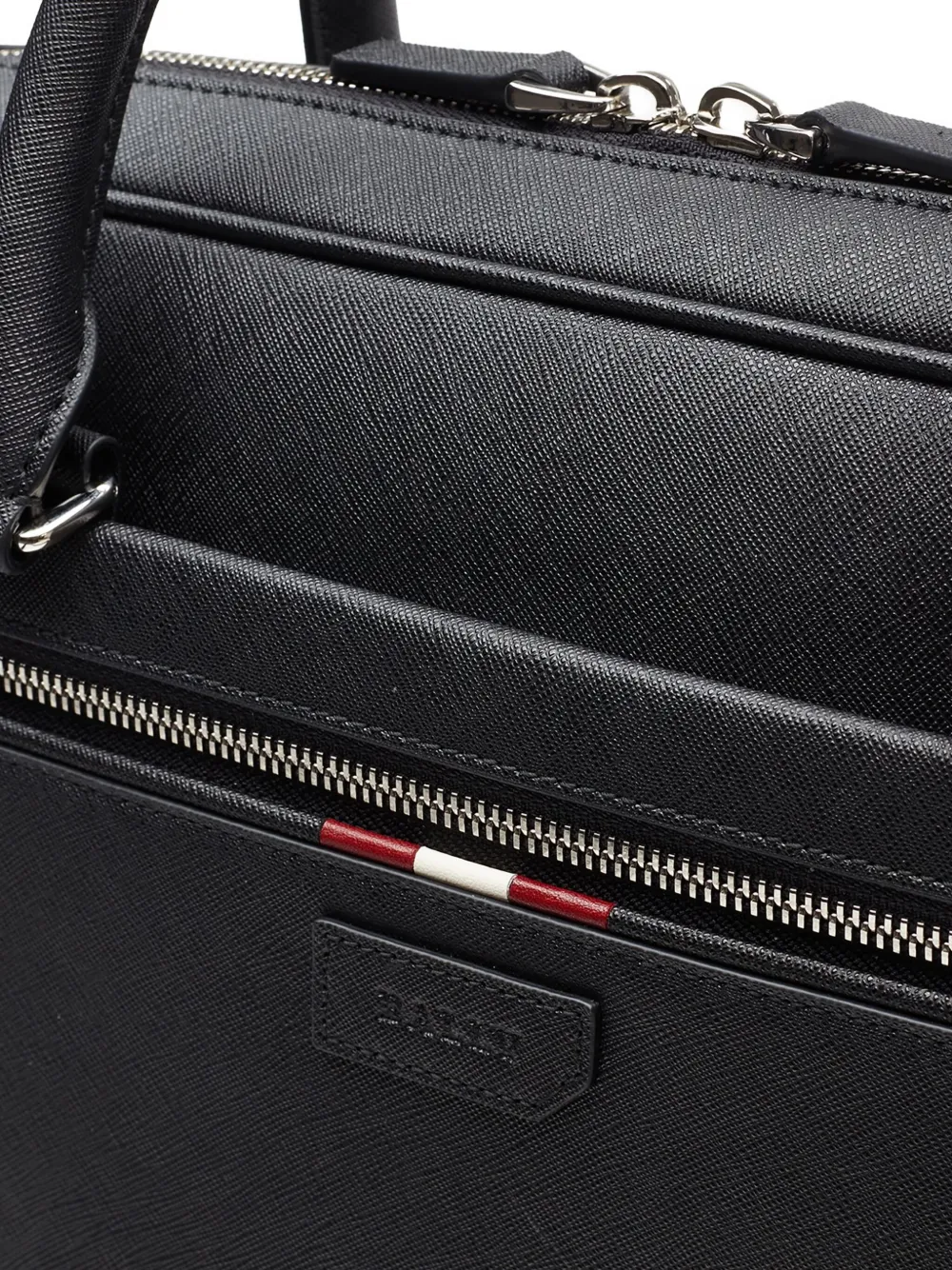 Bally Leren aktetas met dubbele handgreep Zwart