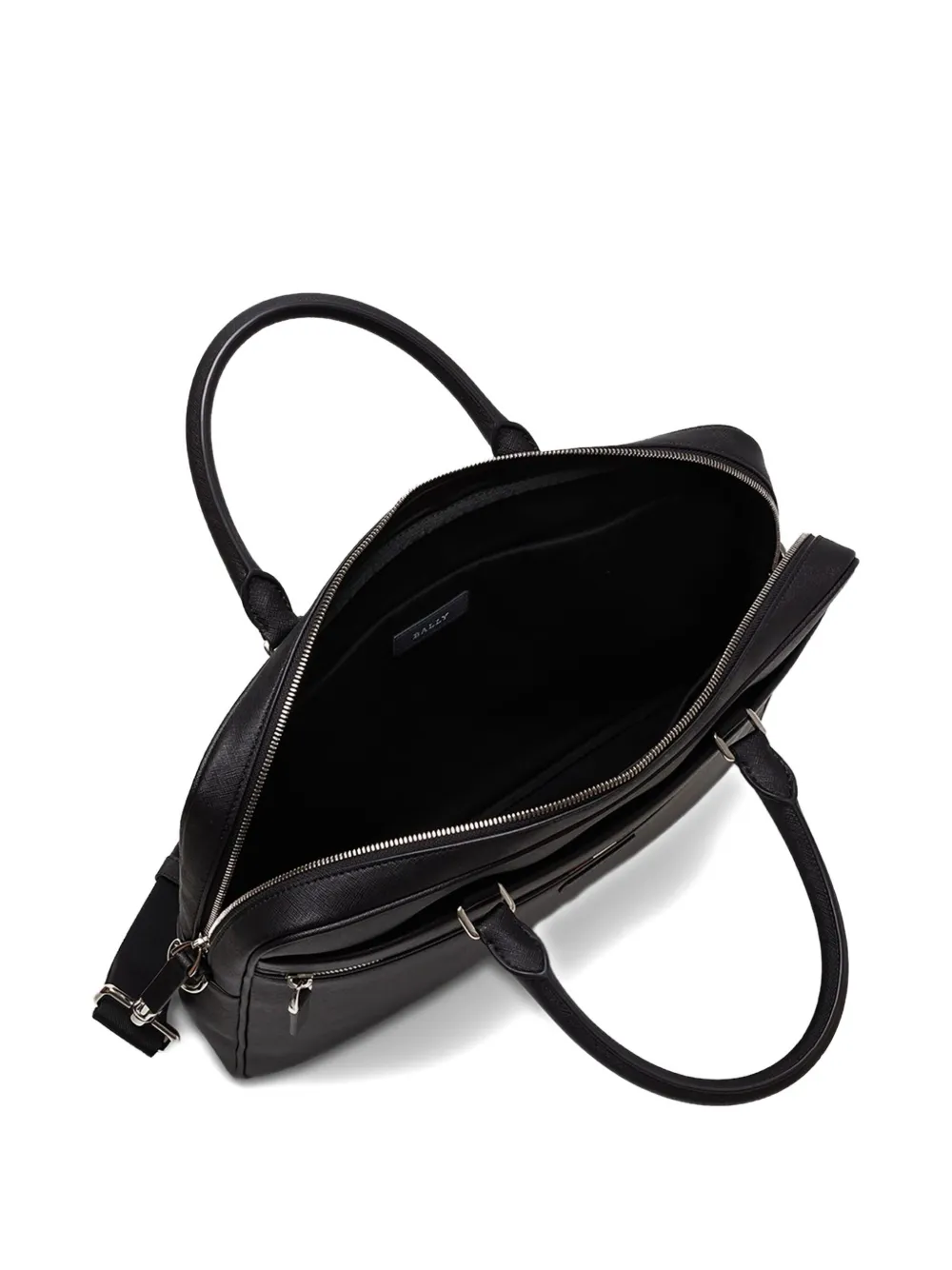 Bally Leren aktetas met dubbele handgreep Zwart