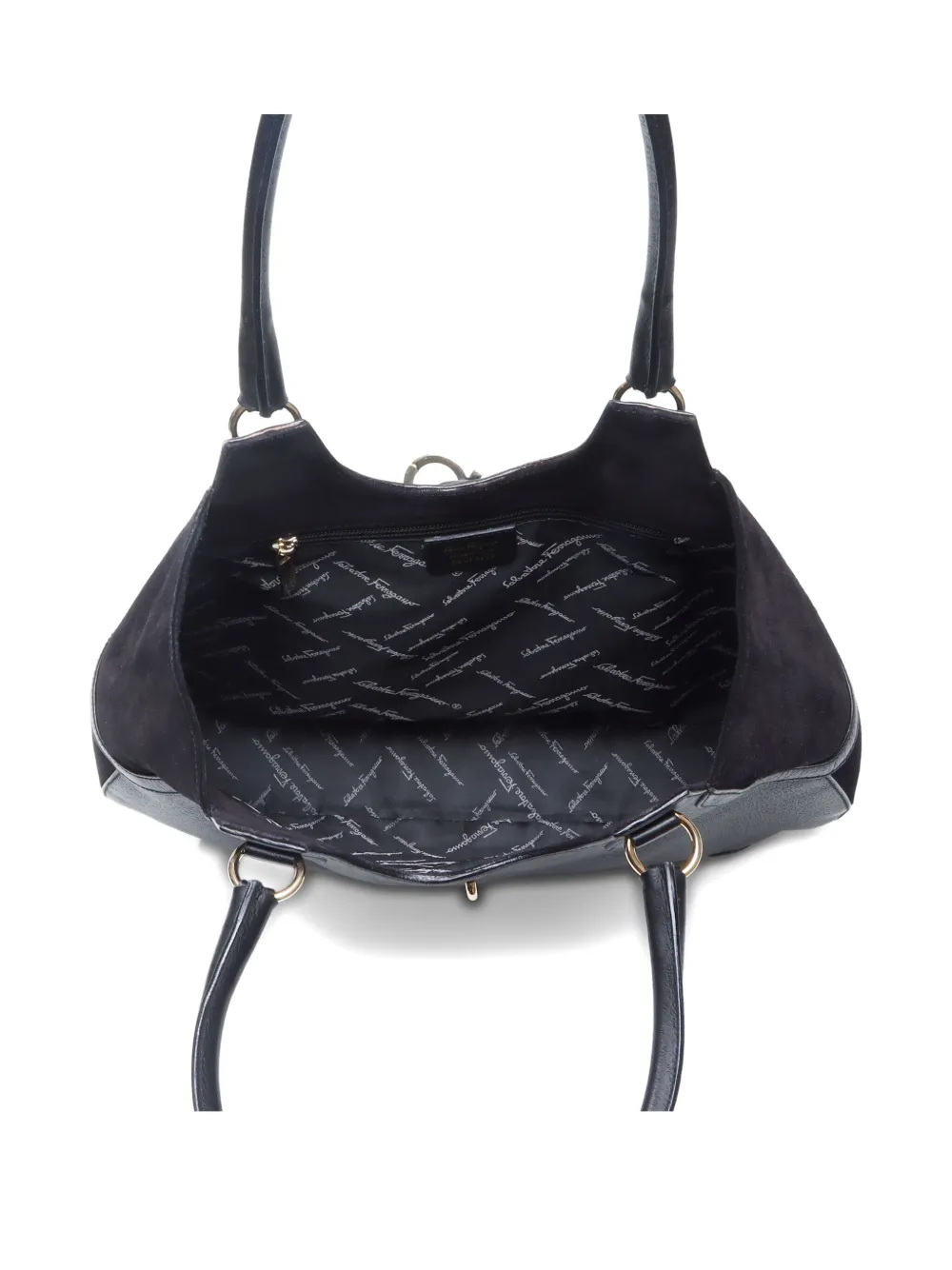 Pre-owned Ferragamo 1990-2015 Gancini Shoulder Bag In Black