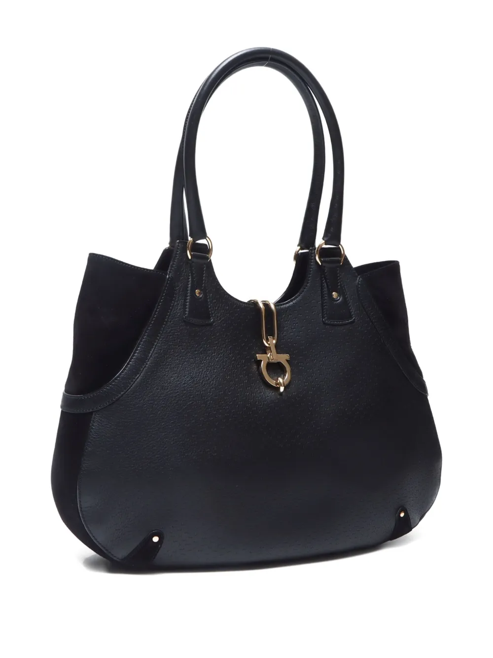 Pre-owned Ferragamo 1990-2015 Gancini Shoulder Bag In Black