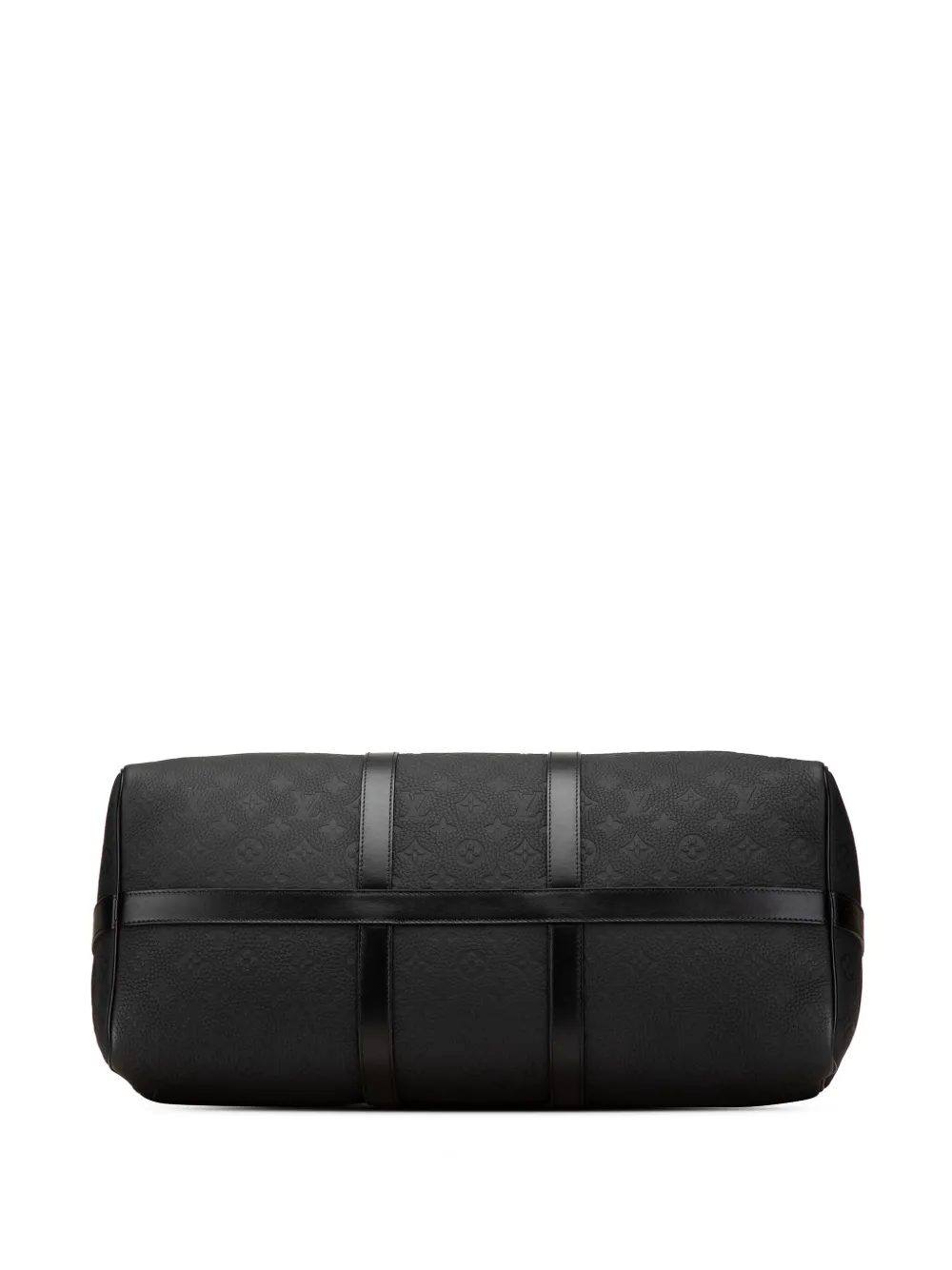 Pre-owned Louis Vuitton 2021-2025 Monogram Taurillon Keepall Bandouliere 50 Travel Bag In Black