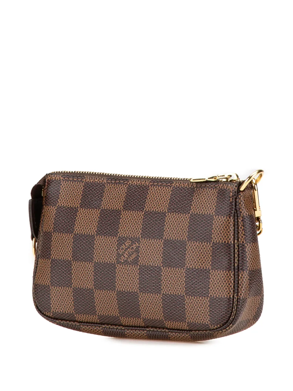 Pre-owned Louis Vuitton 2021 Damier Ebene Mini Pochette Accessoires Handbag In Brown