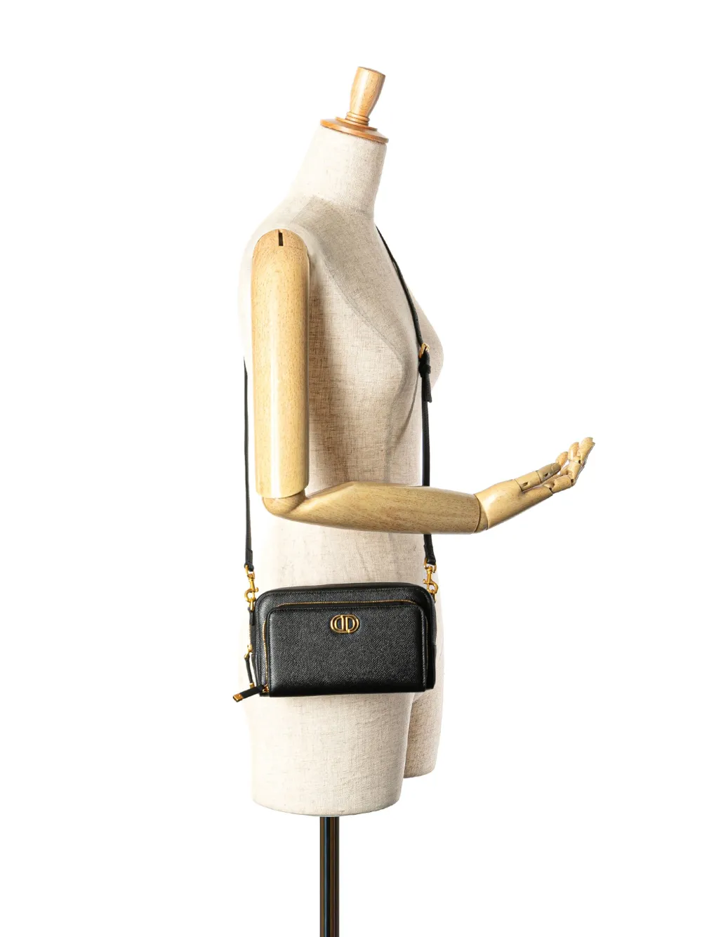 Pre-owned Dior 2023 Grained Calfskin Caro Double Pouch Crossbody Bag