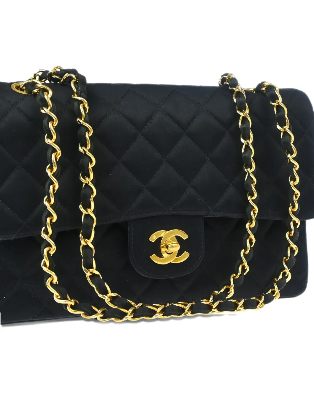 Pre-owned Chanel 1992 Medium Double Flap Shoulder Bag In Black