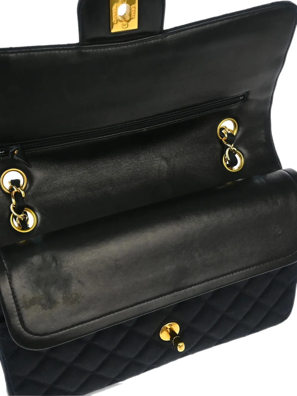 Pre-owned Chanel 1992 Medium Double Flap Shoulder Bag In Black